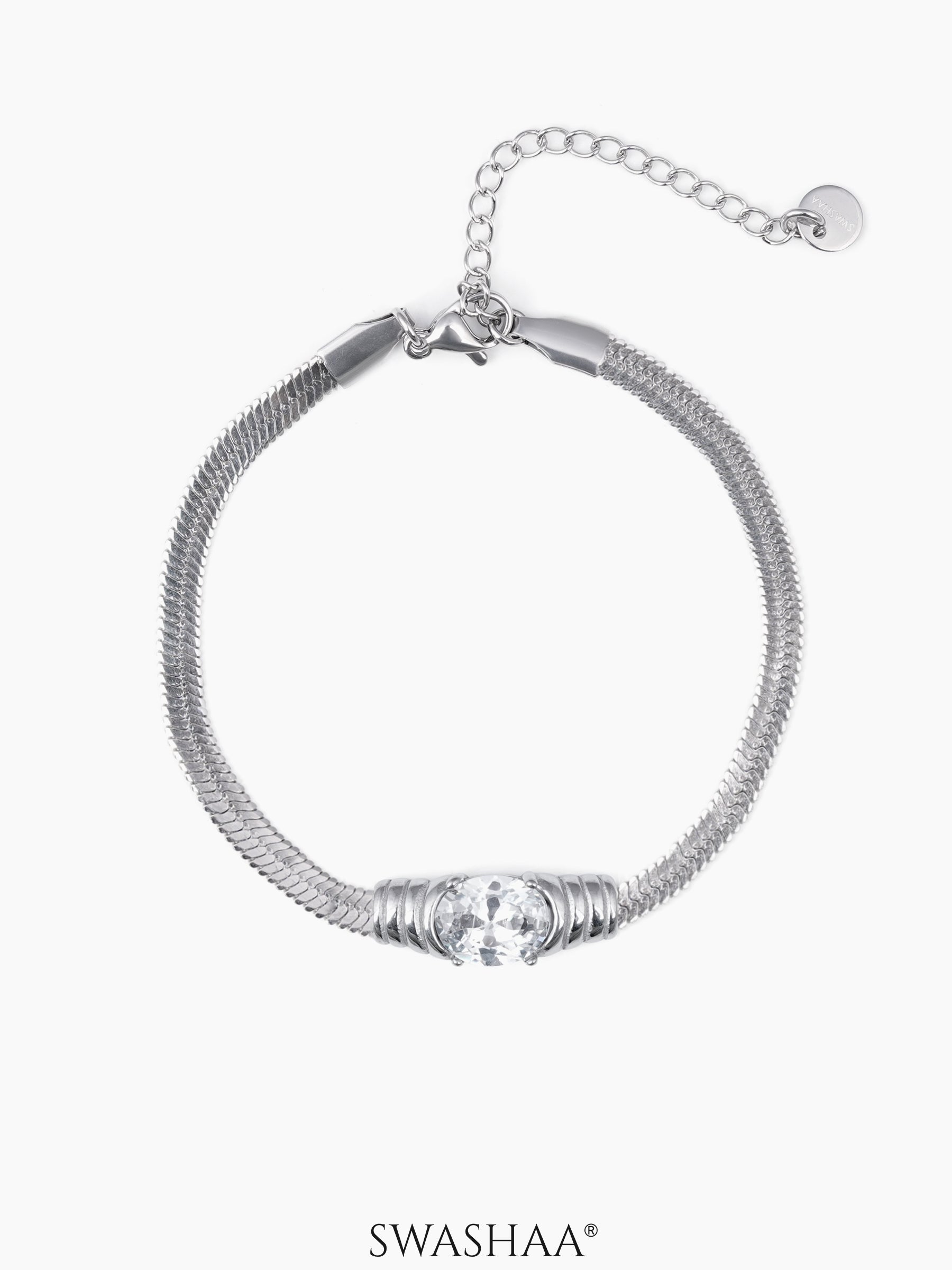 Solitaire Chain Men's Bracelet Silver