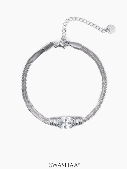 Solitaire Chain Men's Bracelet Silver