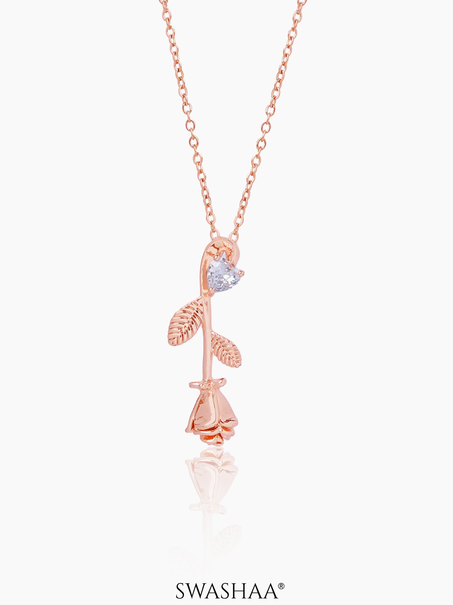 Solitaire Rose Rosegold Plated Necklace Rosegold