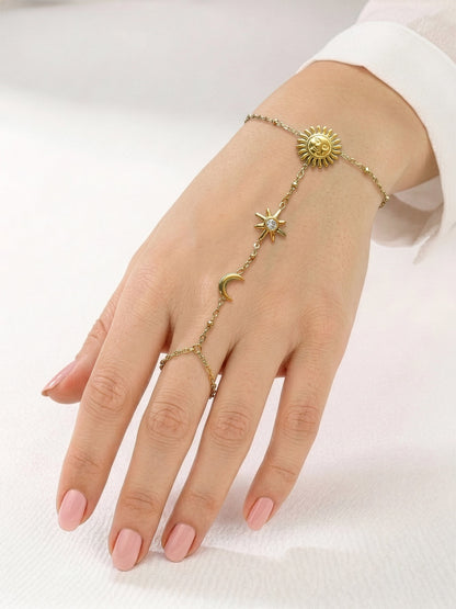 Solmeya Celestial Charms 18K Gold Plated Ring Bracelet