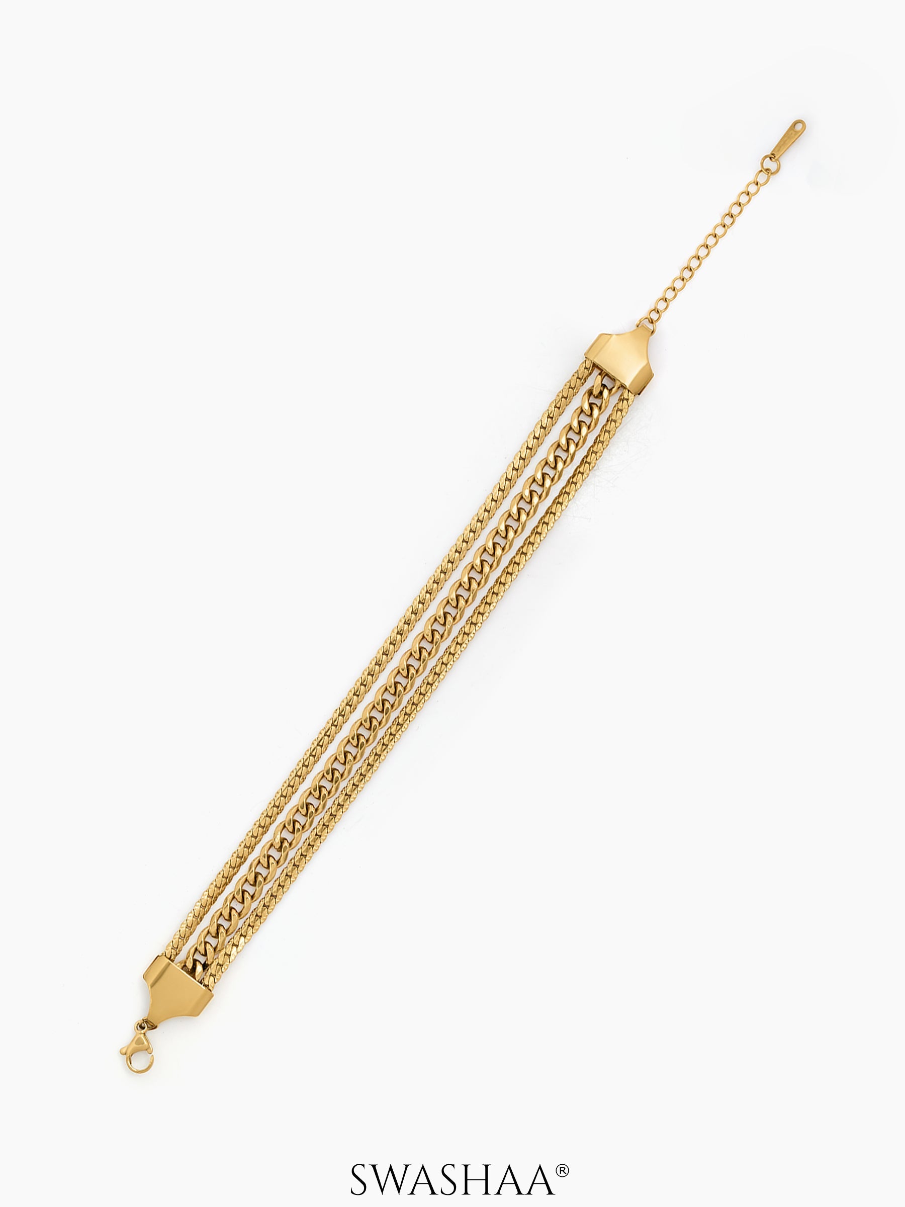 Solviera Link Chain Bracelet 18K Gold Plated