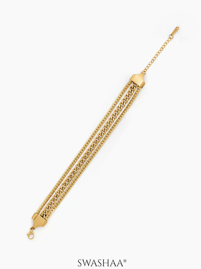 Solviera Link Chain Bracelet 18K Gold Plated