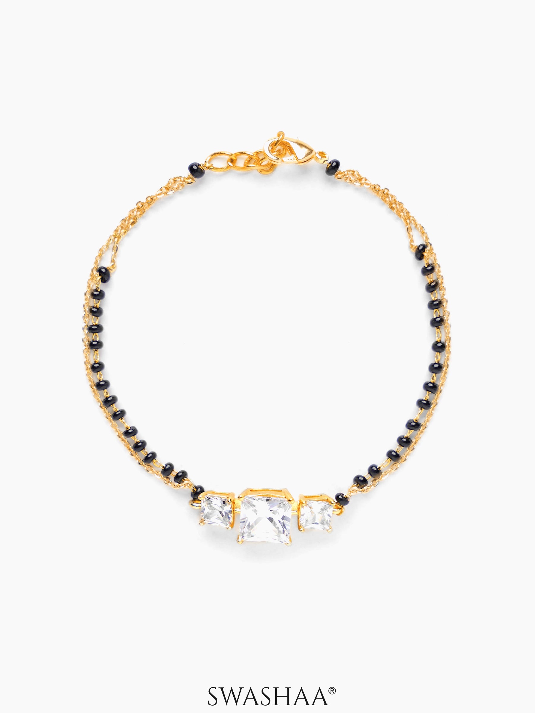Square Solitaire 18K Gold Plated Mangalsutra Bracelets Gold