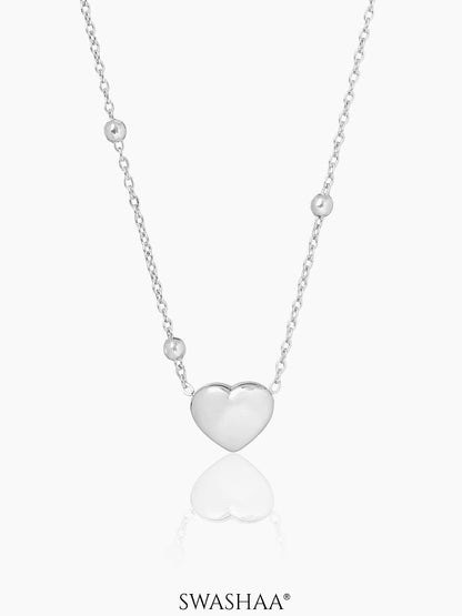 Statement Heart Necklace Silver