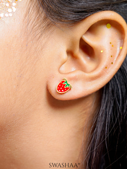 Strawberry 18K Gold Plated Kid's Earrings