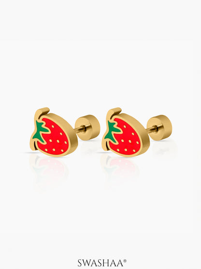Strawberry 18K Gold Plated Kid's Earrings