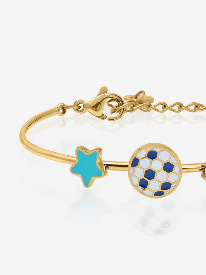 Striker Football 18K Gold Plated Kid's Kada Bracelet