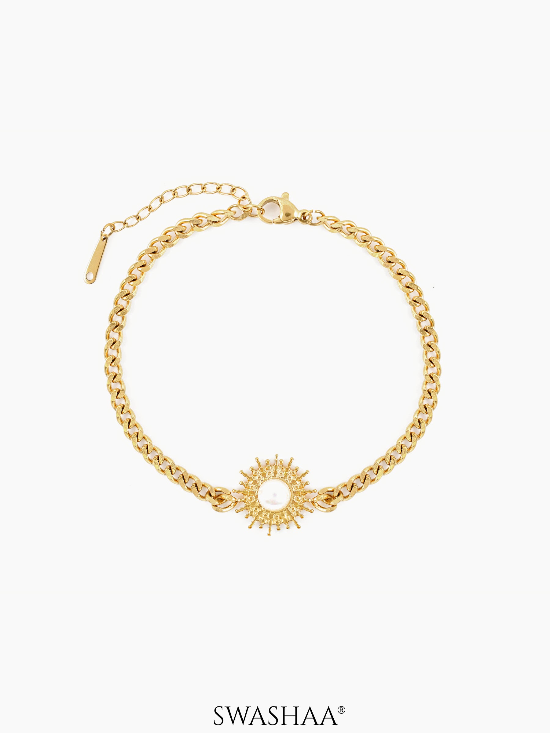 Sun And Pearl 18K Gold Plated Bracelet Gold