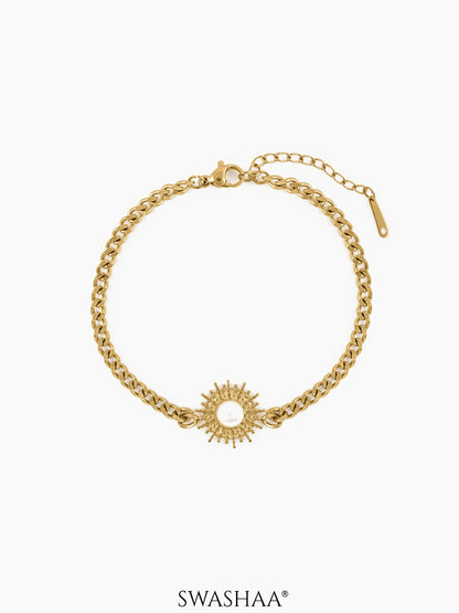 Sun And Pearl 18K Gold Plated Bracelet Gold