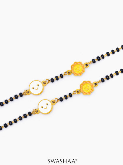 Sun & Moon Charms 18K Gold Plated Kid's Nazariya Bracelet