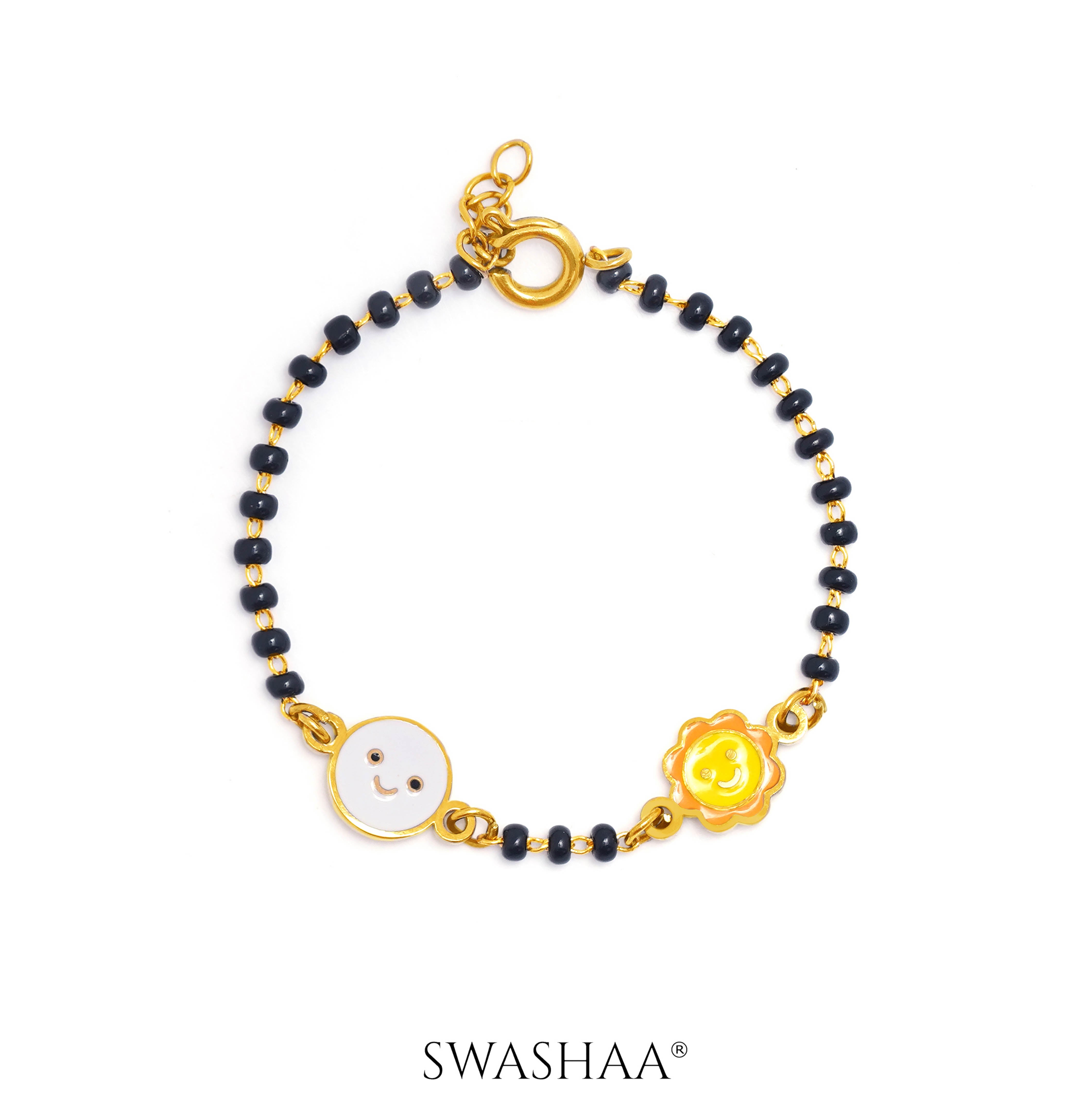 Sun & Moon Charms 18K Gold Plated Kid's Nazariya Bracelet Gold