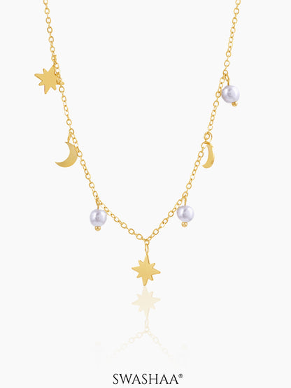 Sun & Moon 18K Gold Plated Necklace Gold
