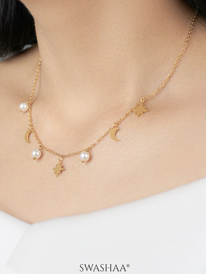 Sun & Moon 18K Gold Plated Necklace