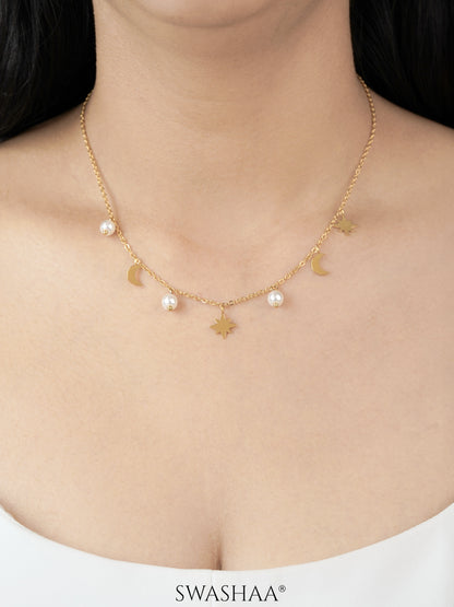 Sun & Moon 18K Gold Plated Necklace