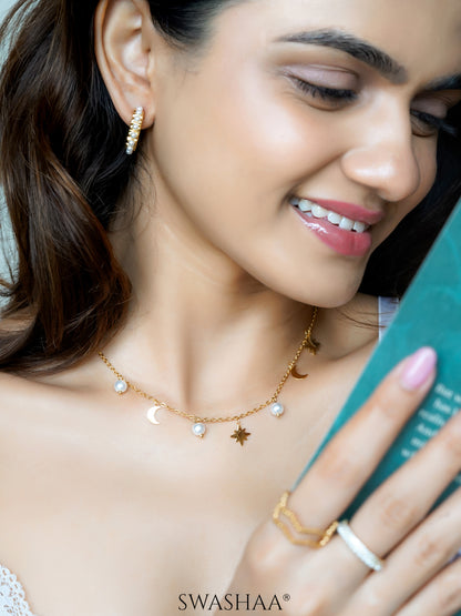 Sun & Moon 18K Gold Plated Necklace