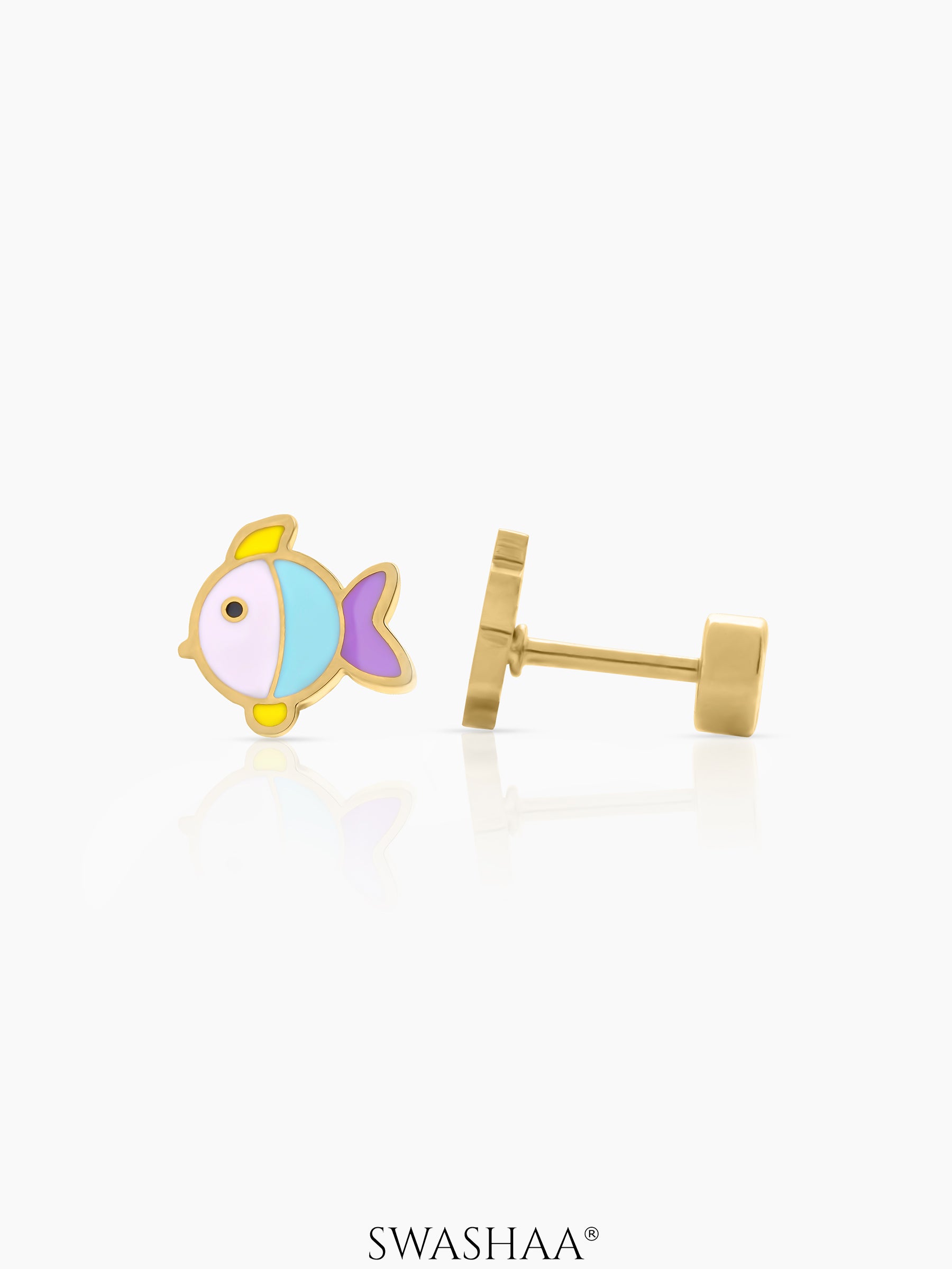 Sunny Fin Fish 18K Gold Plated Kid's Earrings