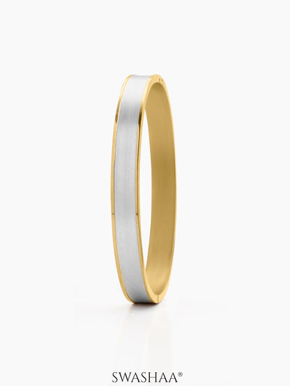 Syros Dual Tone Men's Kada 18K Gold Plated - Silver