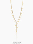 Taanya Tennis Leaf Charms Y-shaped 18K Gold Plated Necklace Gold