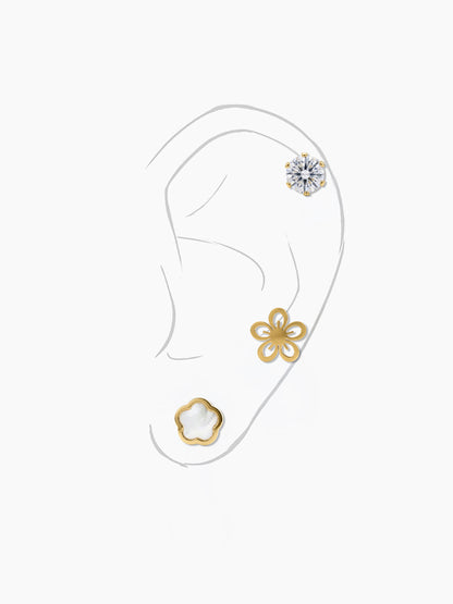 Tahila Floral Trio 18K Gold Plated Women's Earrings Set Gold