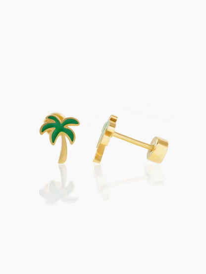 Tall Coconut 18K Gold Plated Kid's Earrings Gold