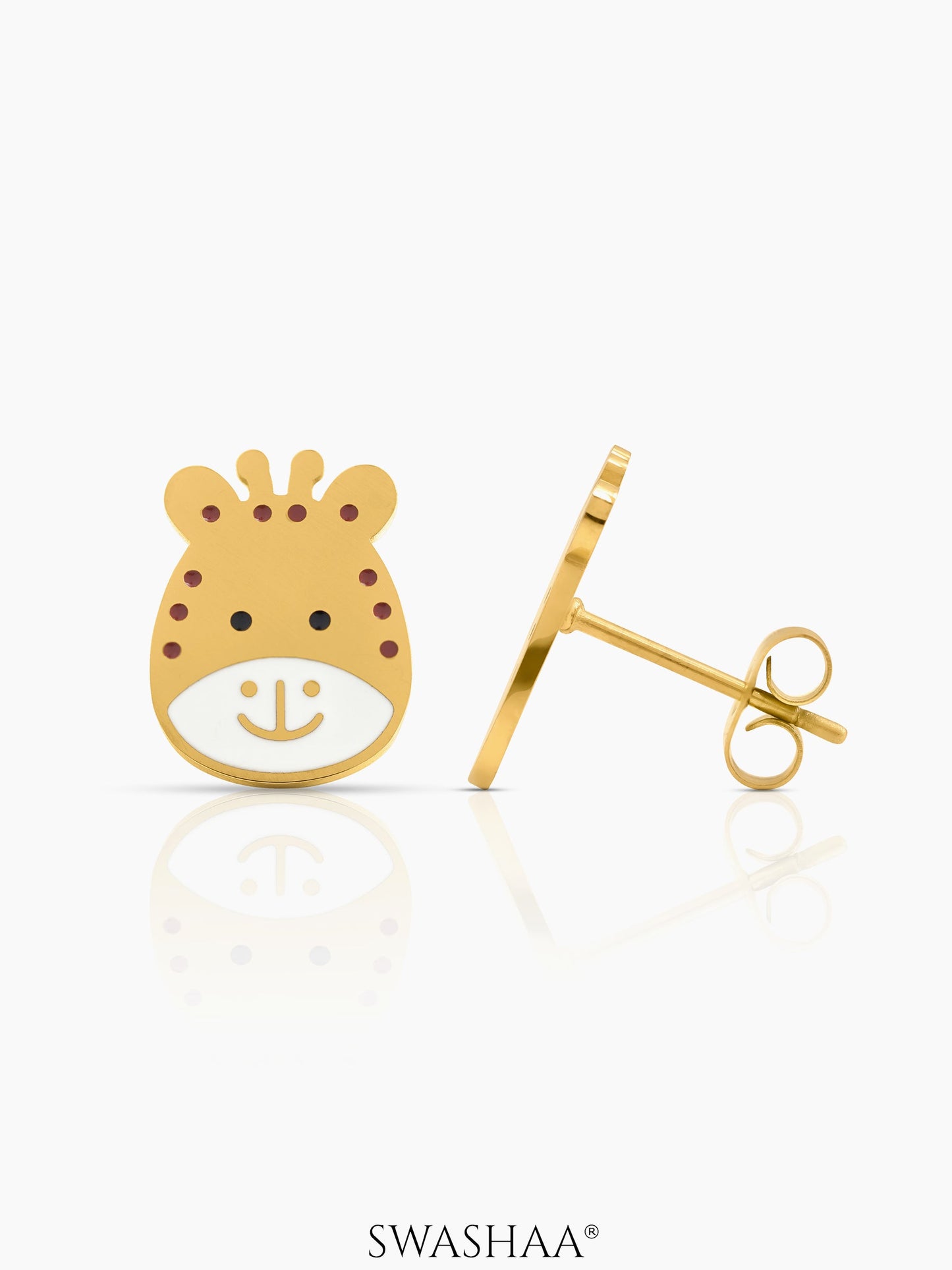 Tall Tots Giraffe 18K Gold Plated Kid's Stud Earrings Gold