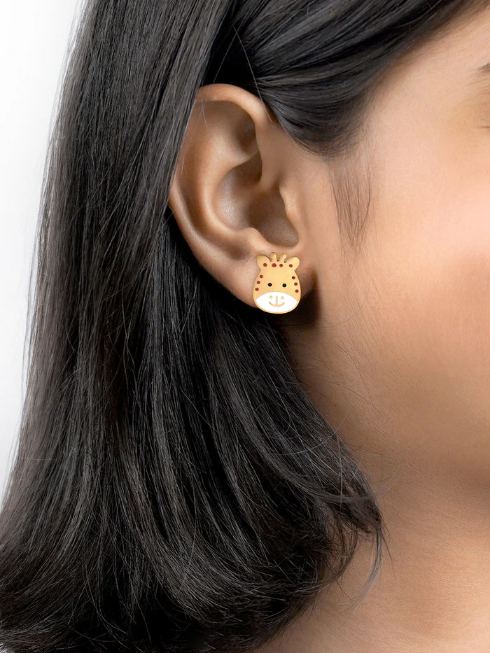 Tall Tots Giraffe 18K Gold Plated Kid's Stud Earrings