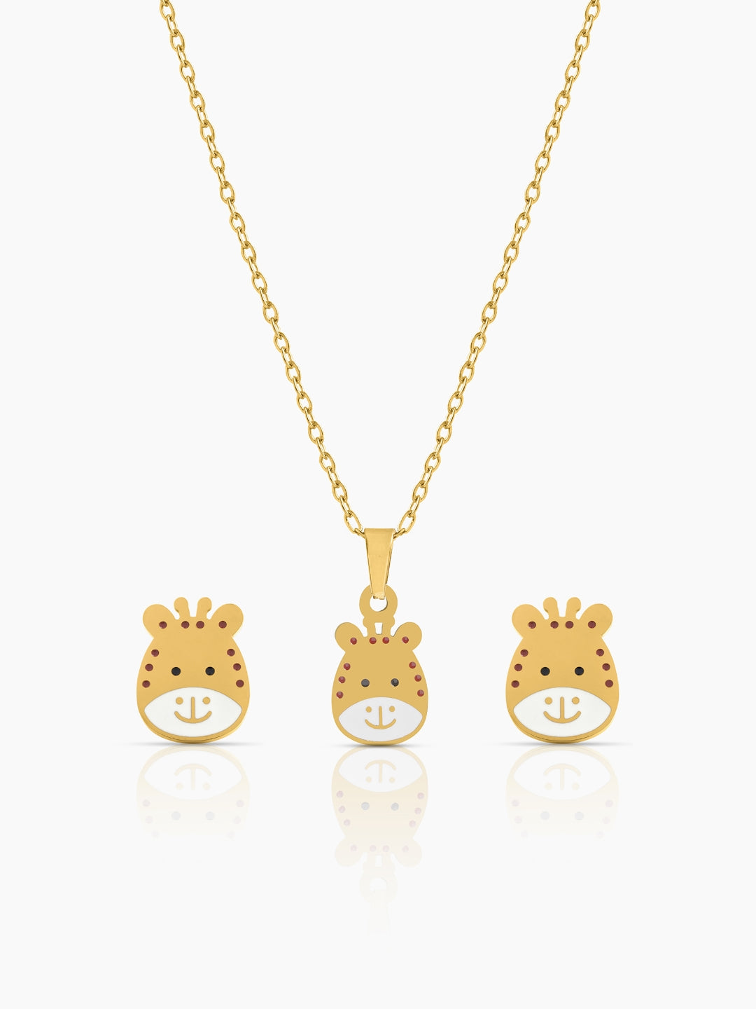 Tall Tots Giraffe 18K Gold Plated Kid's Jewelry Set Of 2 - Necklace & Earrings Gold