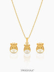 Tall Tots Giraffe Kid's Jewelry Set Of 2 - Necklace & Earrings 18K Gold Plated
