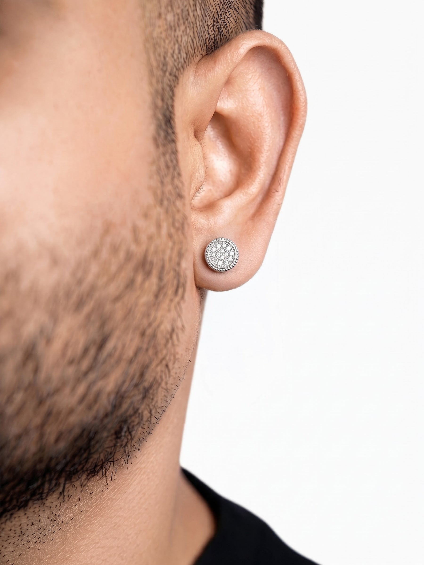 Taren Diamond Silver Men's Earrings