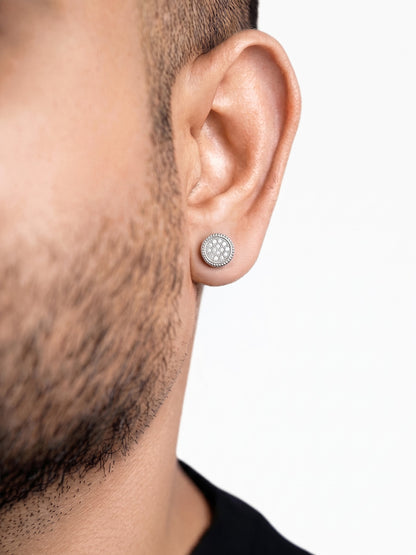 Taren Diamond Silver Men's Earrings