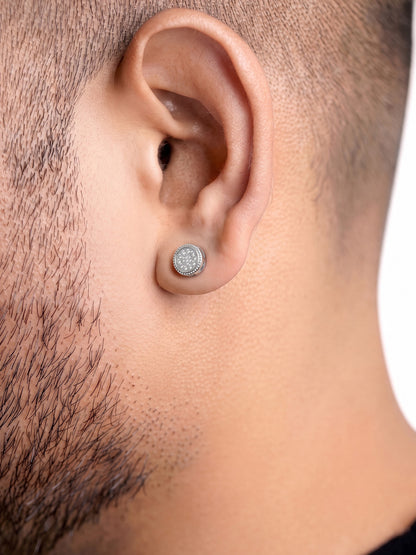 Taren Diamond Silver Men's Earrings