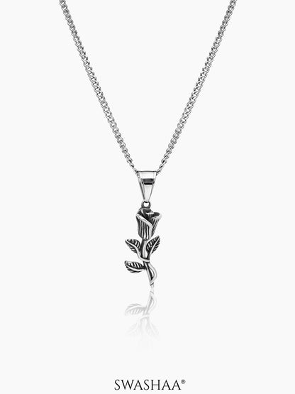 Tavien Rose Men's Chain Pendant Silver