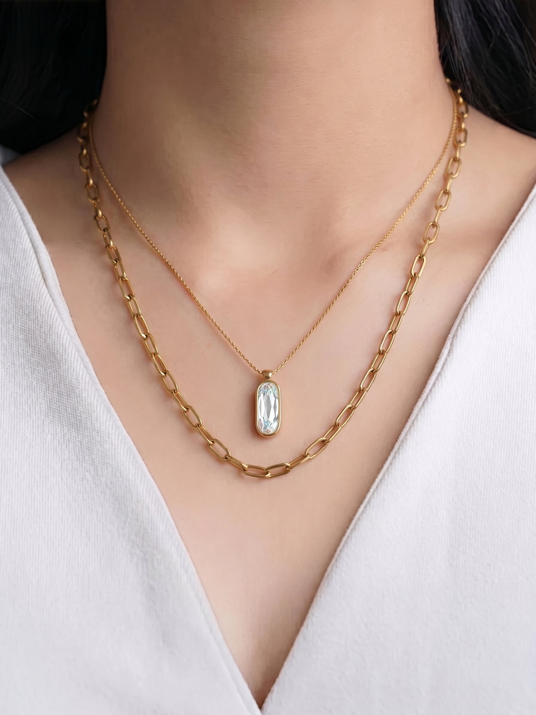 Tavira Drop Link Layered Necklace