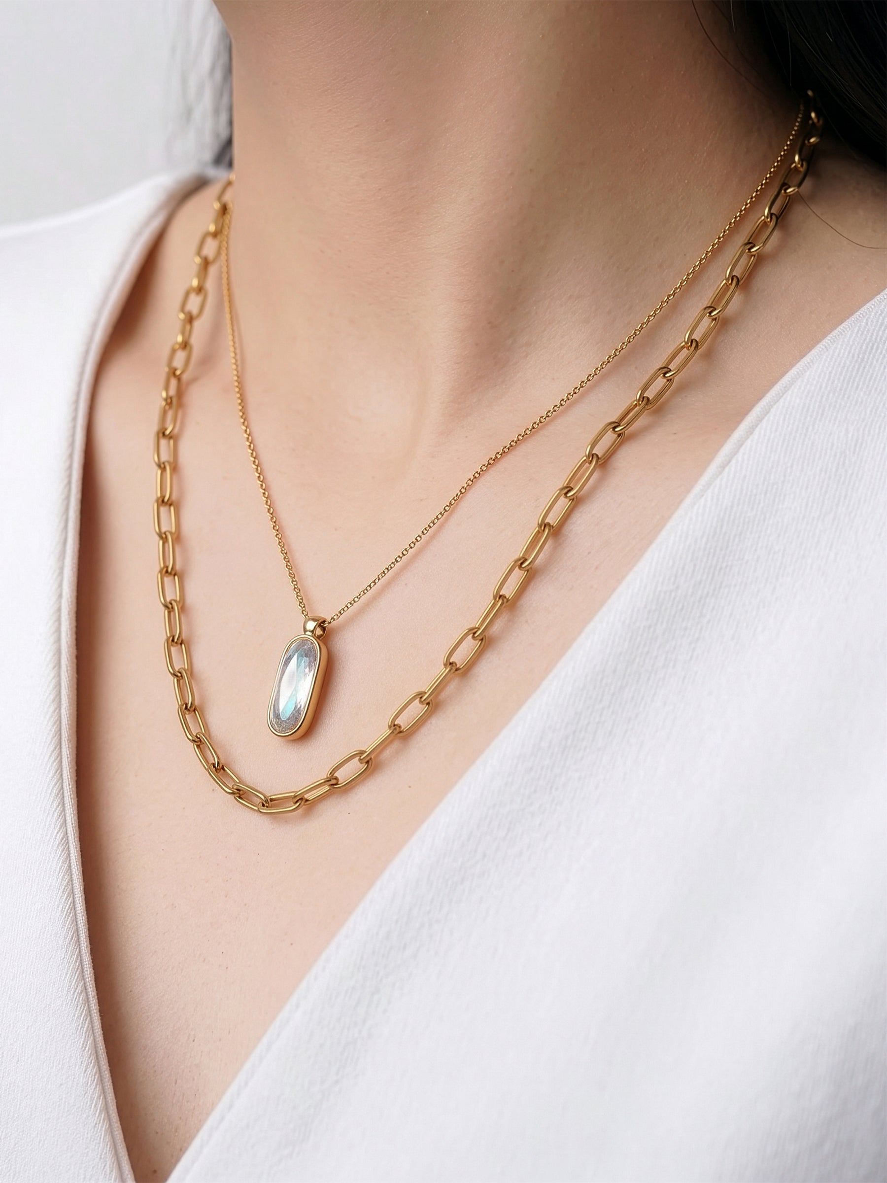 Tavira Drop Link Layered Necklace