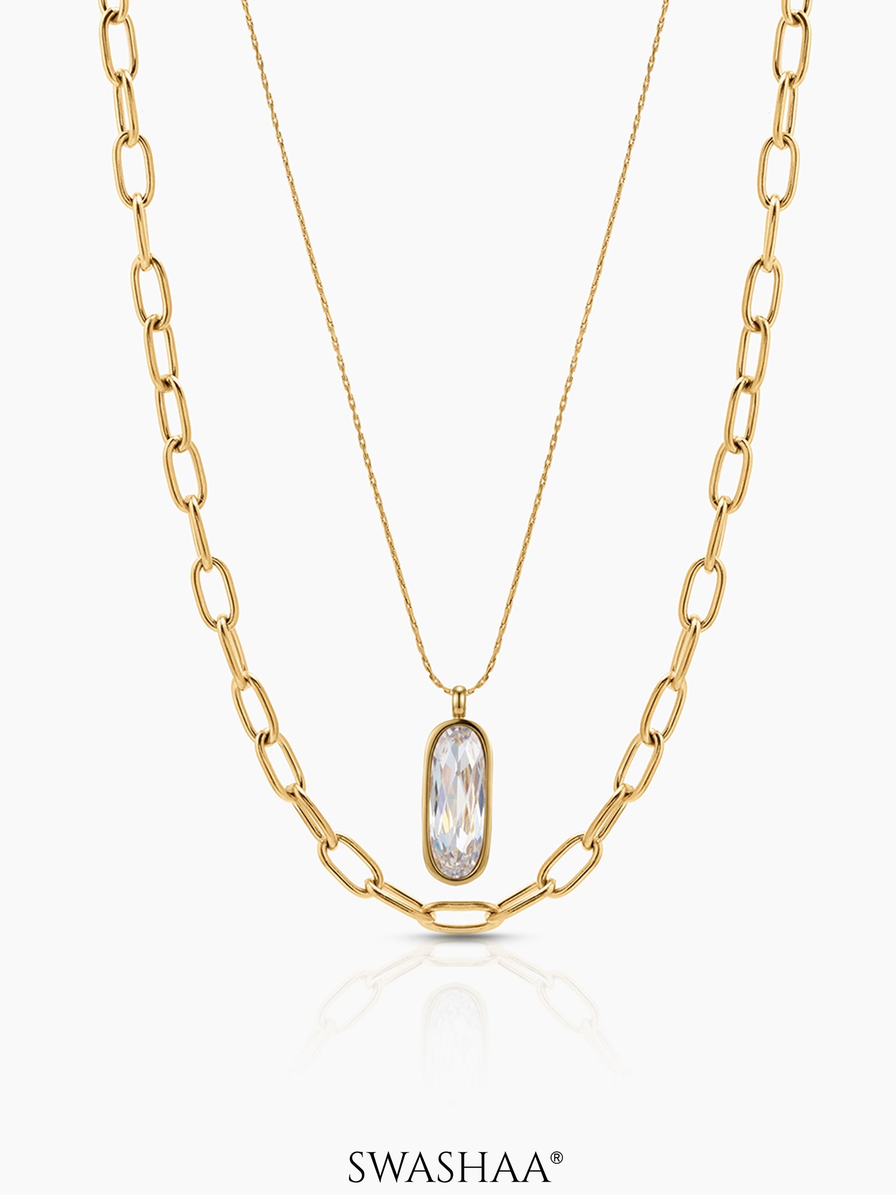 Tavira Drop Link Layered Necklace Gold