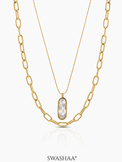 Tavira Drop Link Layered Necklace Gold