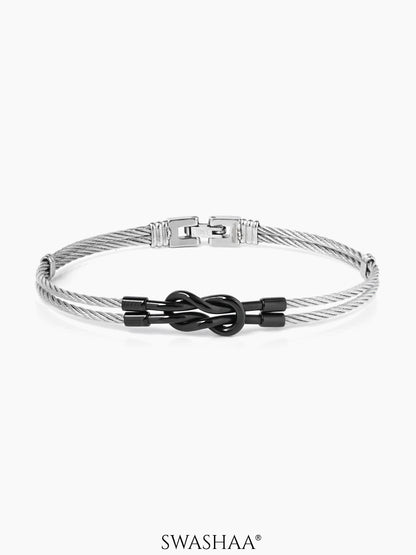 Teo Wired Men's Bracelet Black-Silver