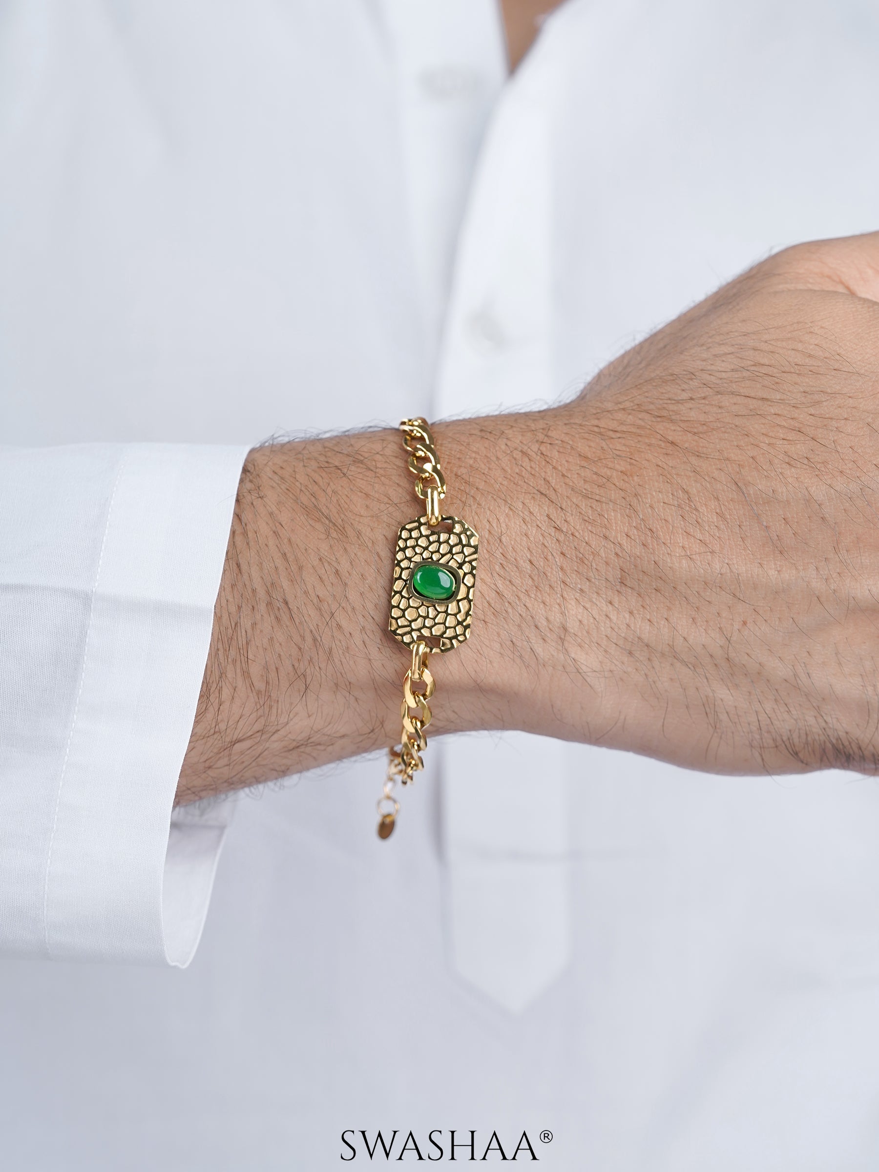 Textured Tag Cuban Chain Men's Bracelet