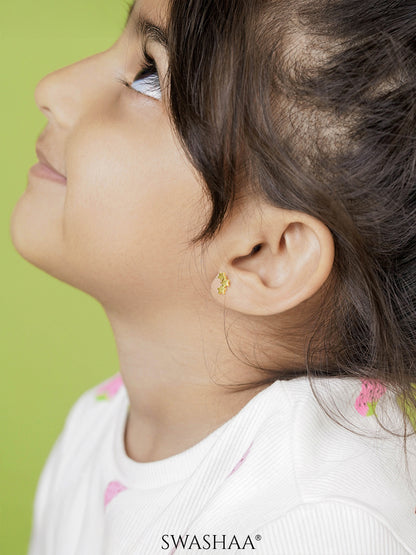 Three Star 18K Gold Plated Kid's Earrings