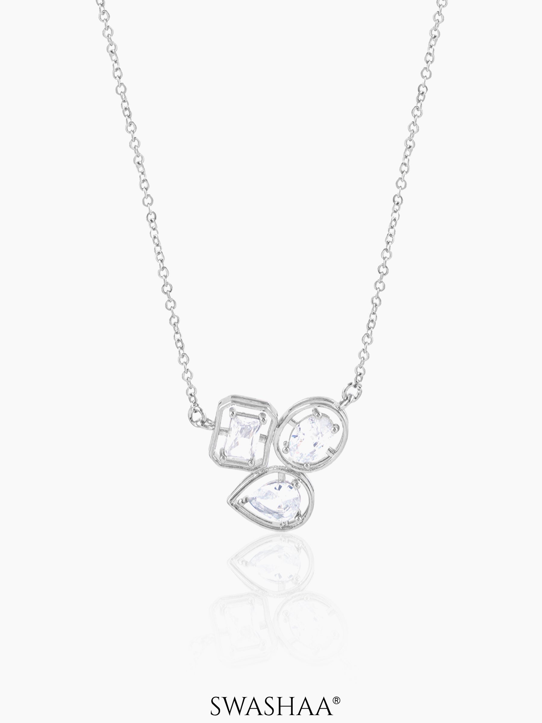 Three Star Necklace Silver