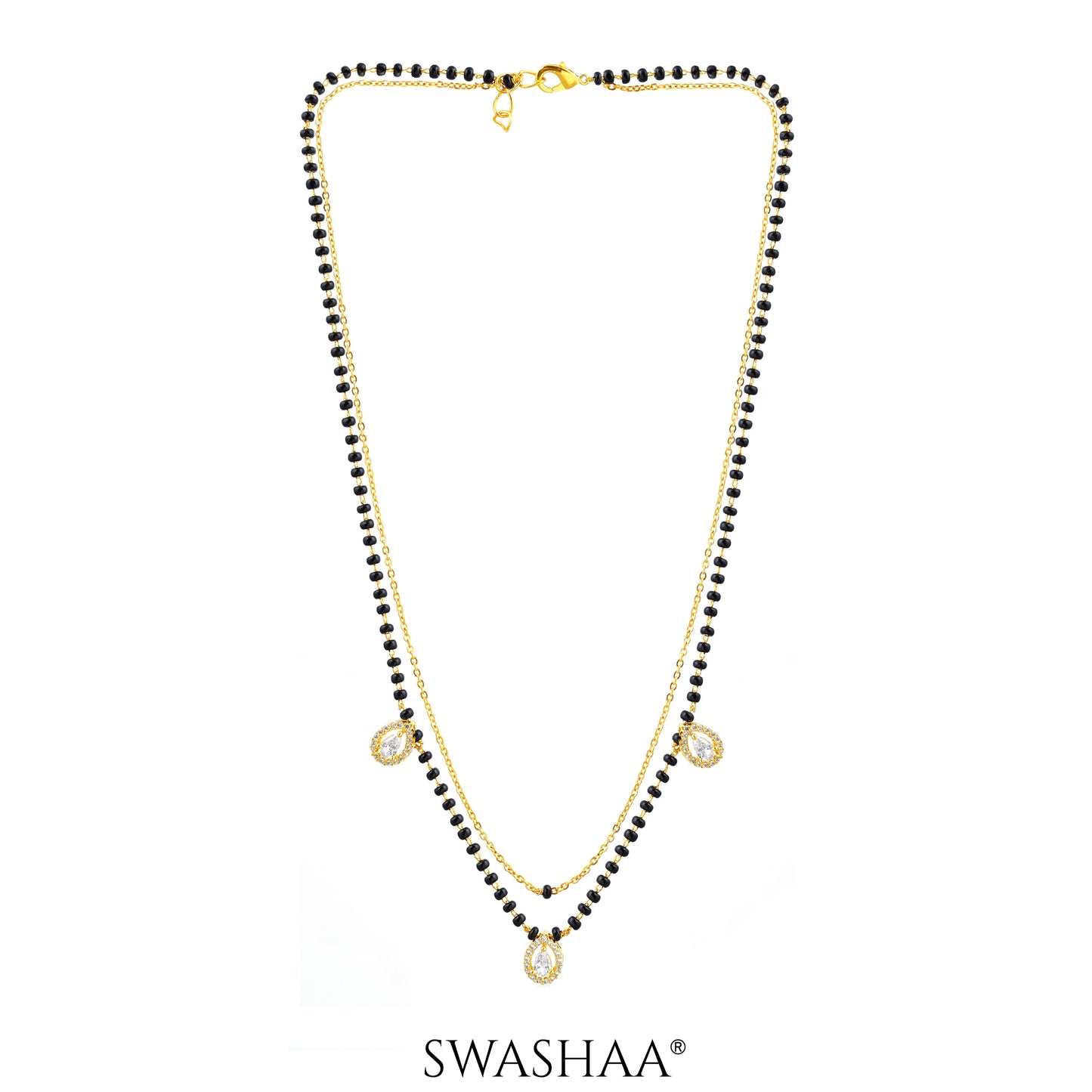 Tia Layered Teardrop Diamond 18K Gold Plated Mangalsutra