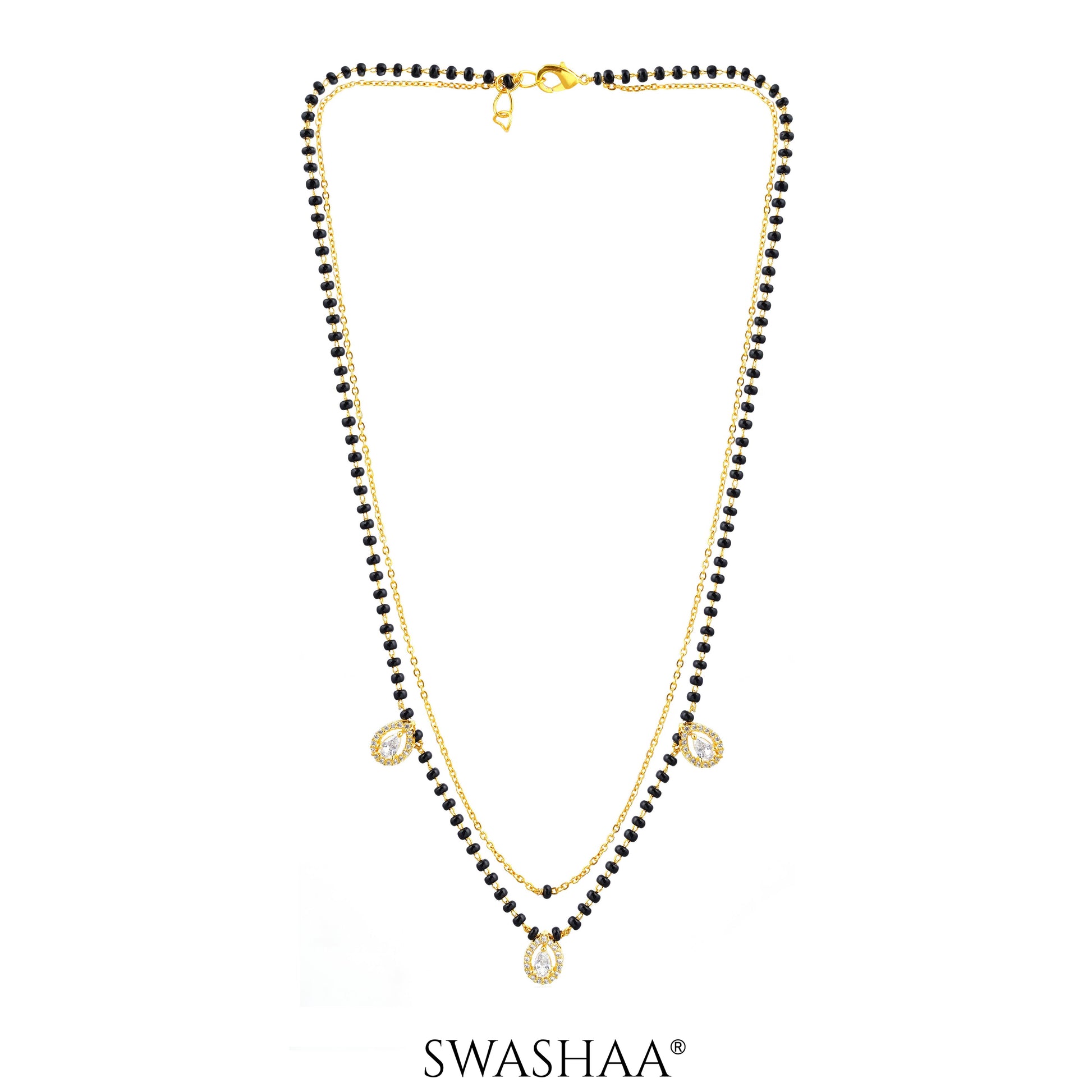 Tia Layered Teardrop Diamond 18K Gold Plated Mangalsutra