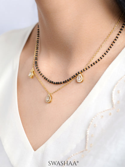 Tia Layered Teardrop Diamond 18K Gold Plated Mangalsutra