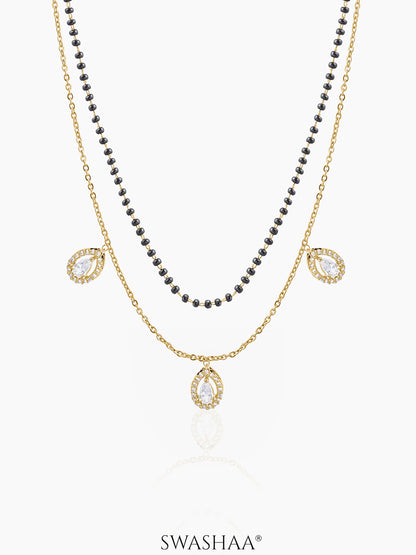 Tia Layered Teardrop Diamond 18K Gold Plated Mangalsutra Gold