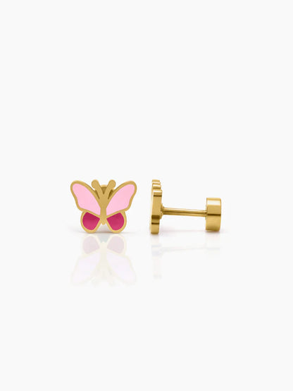 Tilly Butterfly 18K Gold Plated Kid's Stud Earrings Gold