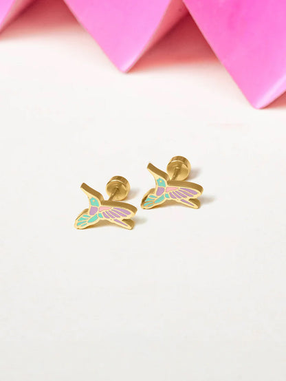 Tim Tum Bird 18K Gold Plated Kid's Earrings