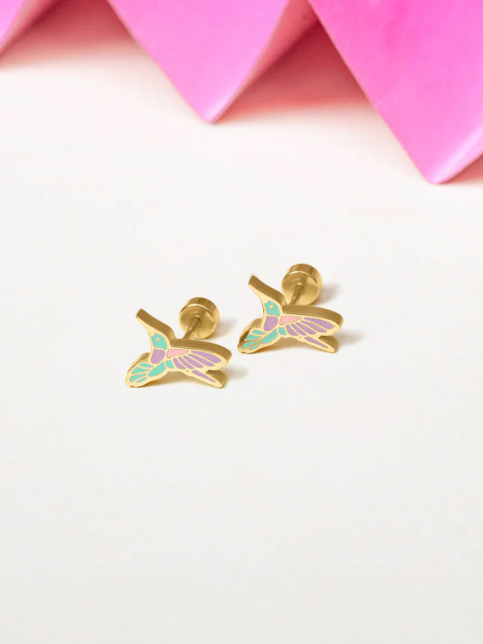 Tim Tum Bird 18K Gold Plated Kid's Earrings