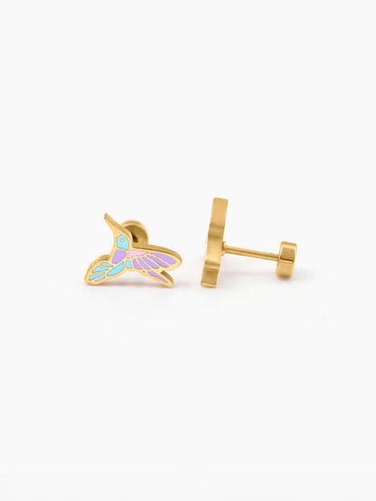 Tim Tum Bird 18K Gold Plated Kid's Earrings Gold