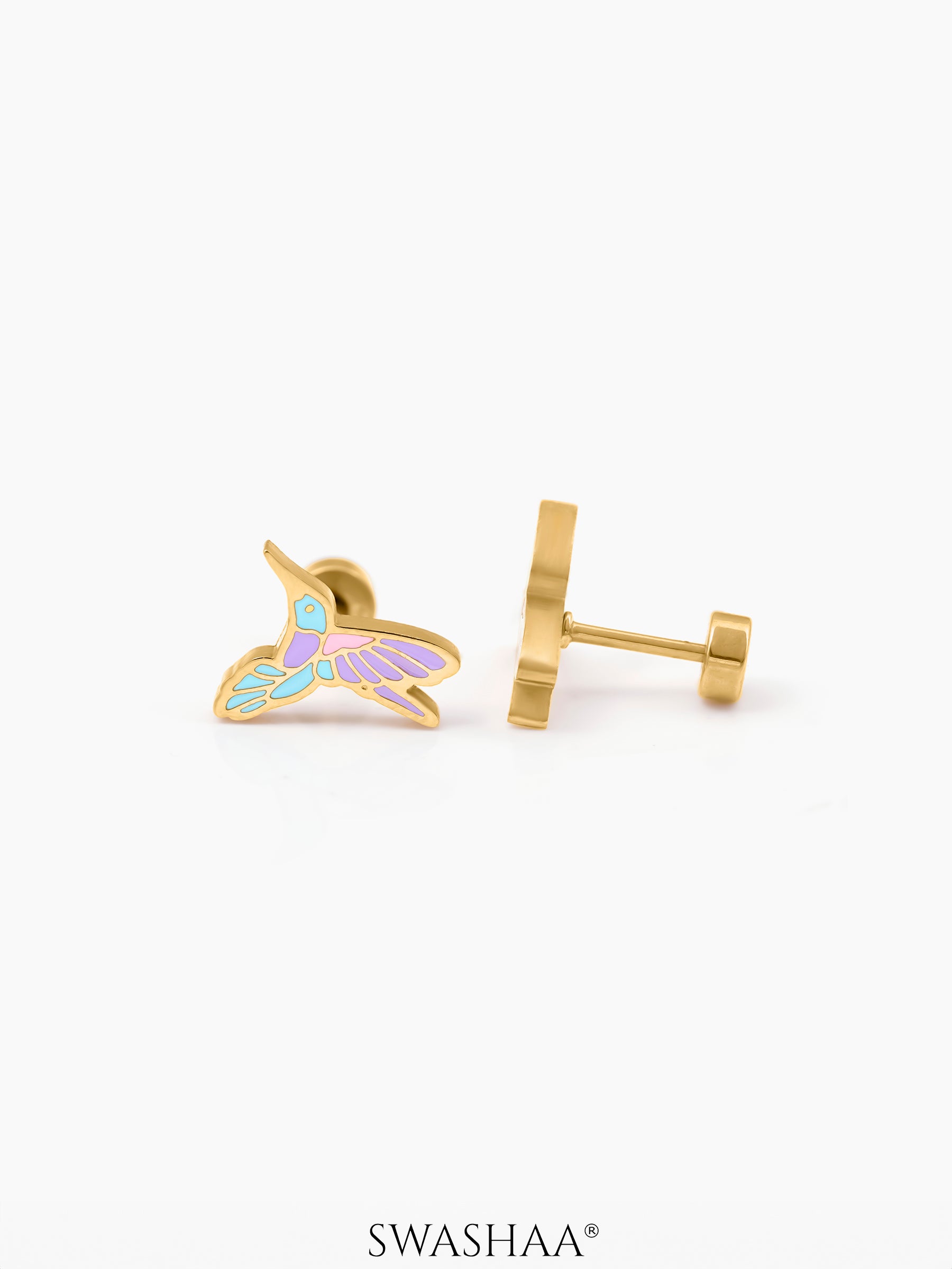 Tim Tum Bird 18K Gold Plated Kid's Earrings Gold