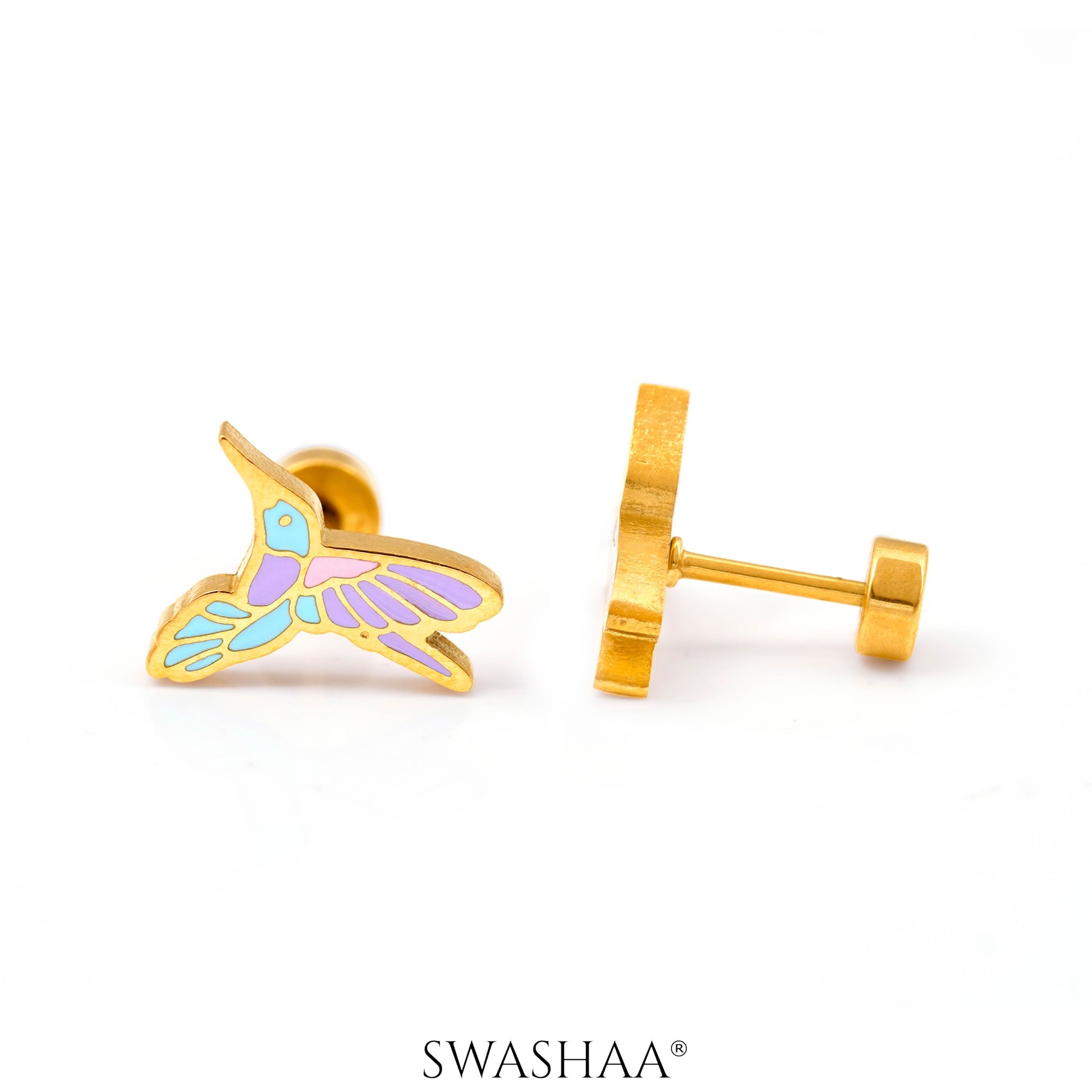 Tim Tum Bird 18K Gold Plated Kid's Earrings Gold